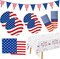 4th of July Patriotic Party Supplies Sets Disposable Plates Napkins Cups Tablecloth
